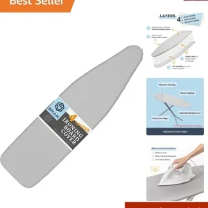 Ironing Board Cover and Pad Standard Size Silicone Coated 4 Layers 15x54 inch...